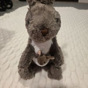 Cuddly Kangaroo Plush Toy with Joey - Brown and White